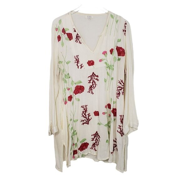 Velzera Embroidered Floral Tunic Rayon Boho Lightweight Longline Womens Size 2XL - Picture 1 of 10